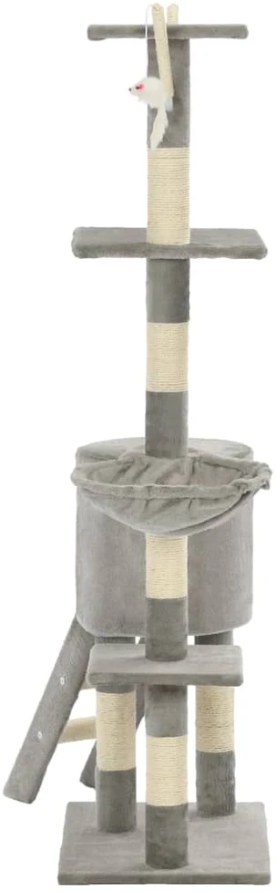 Draskyklė katėms su stovais iš sizalio, 138cm, pilka