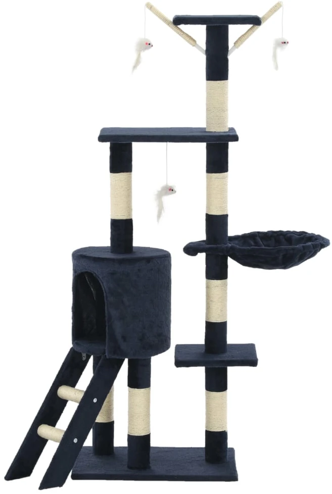 Draskyklė katėms su stovais iš sizalio, 138cm, tamsiai mėlyna