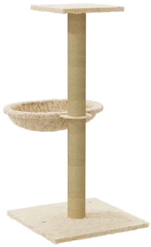 Draskyklė katėms su stovu iš sizalio, kreminės spalvos, 74cm