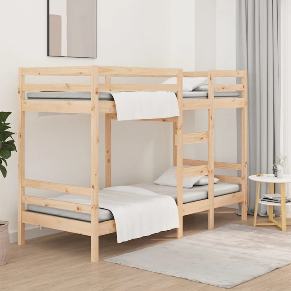 Dviaukštė lova be čiužinio, 90x190cm, pušies medienos masyvas