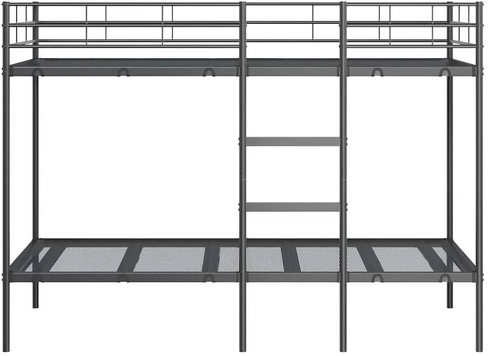 Dviaukštė lova be čiužinio Juoda 90x200 cm Plienas