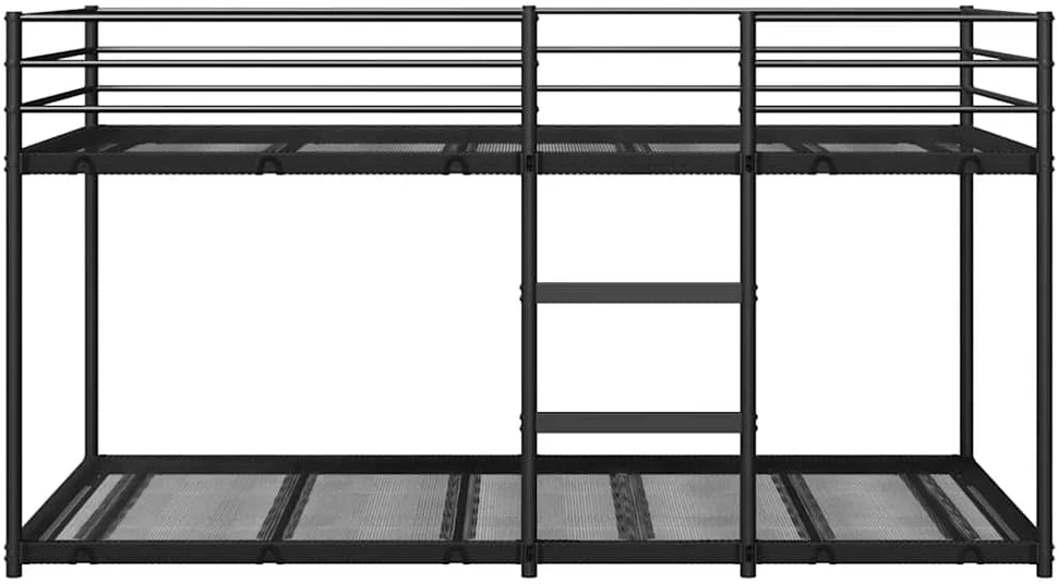 Dviaukštė lova be čiužinio Juoda 90x200 cm Plienas