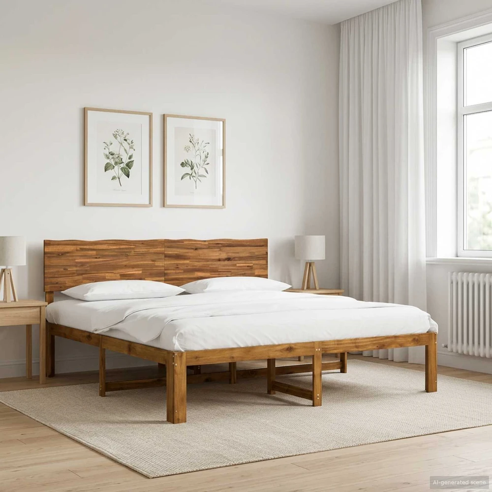 Lova Dviejų lovų rėmas su galvūgaliu ROSTOCK Natūrali 200 x 200 cm