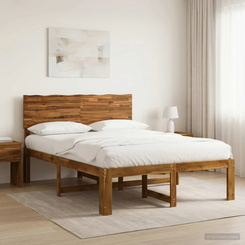 Lova Dviejų lovų rėmas su galvūgaliu ROSTOCK Natūrali 152 x 203 cm