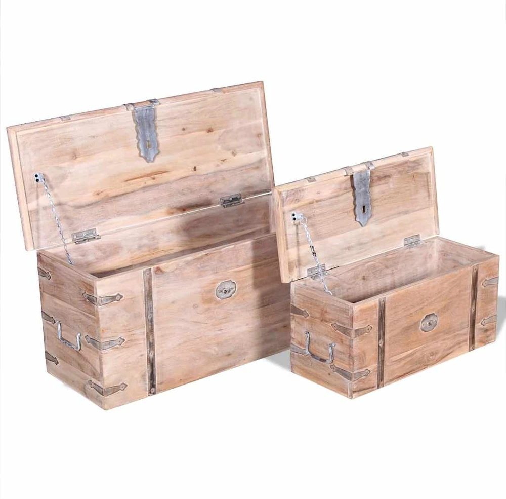 Dviejų skrynių, daiktadėžių komplektas, akacijos mediena