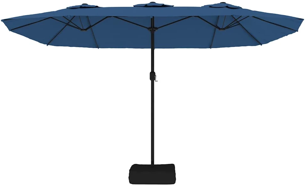 Dvigubas sodo skėtis nuo saulės su LED, mėlynas, 449x245cm