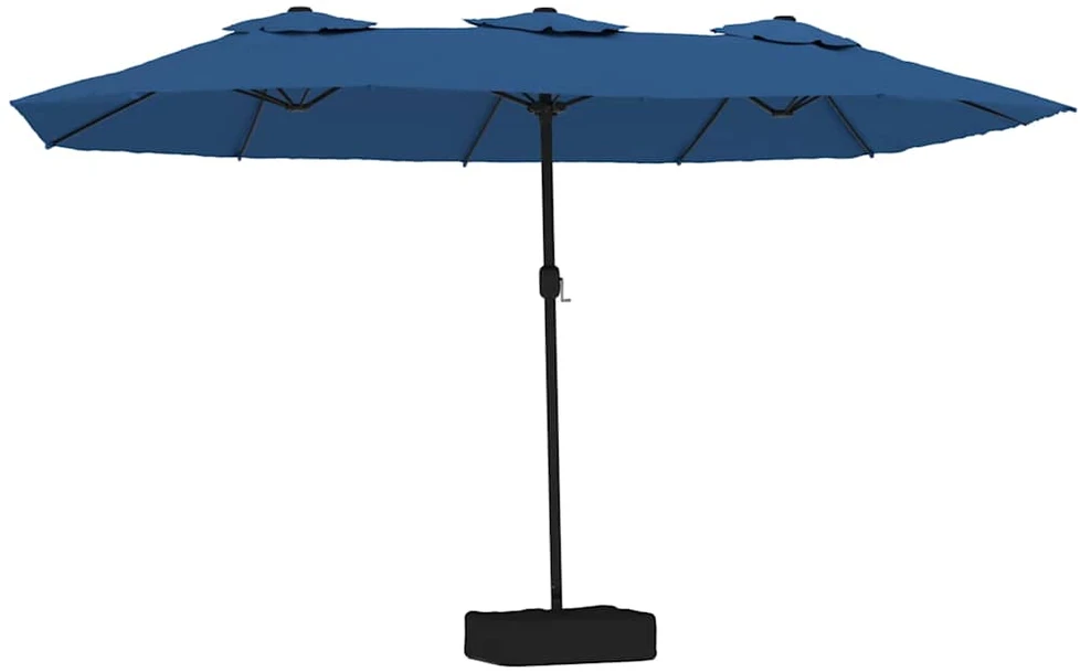 Dvigubas sodo skėtis nuo saulės su LED, mėlynas, 449x245cm