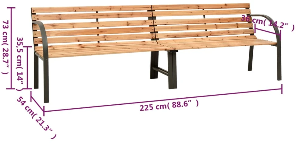 Dvigubas sodo souliukas, 225cm, eglės medienos masyvas