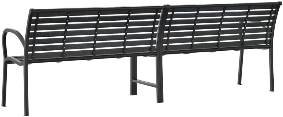 Dvigubas sodo suoliukas, juodos spalvos, 231cm, plienas ir WPC