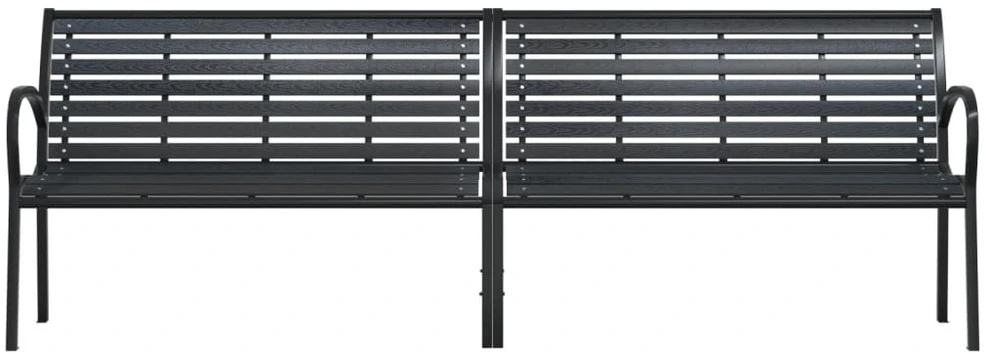 Dvigubas sodo suoliukas, juodos spalvos, 231cm, plienas ir WPC