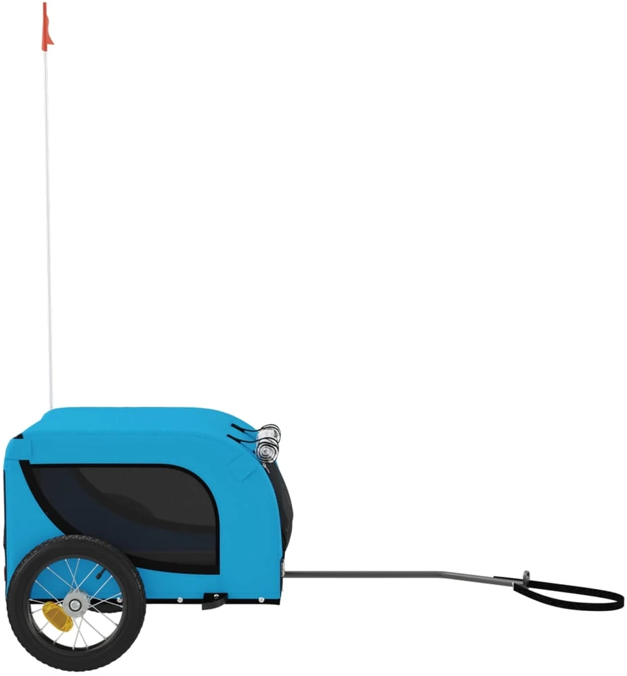 Dviračio priekaba šunims, mėlyna ir juoda, audinys ir geležis