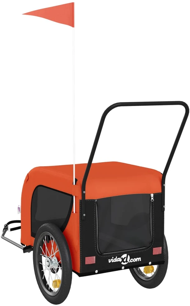 Dviračio priekaba augintiniams, oranžinė/juoda, audinys/geležis