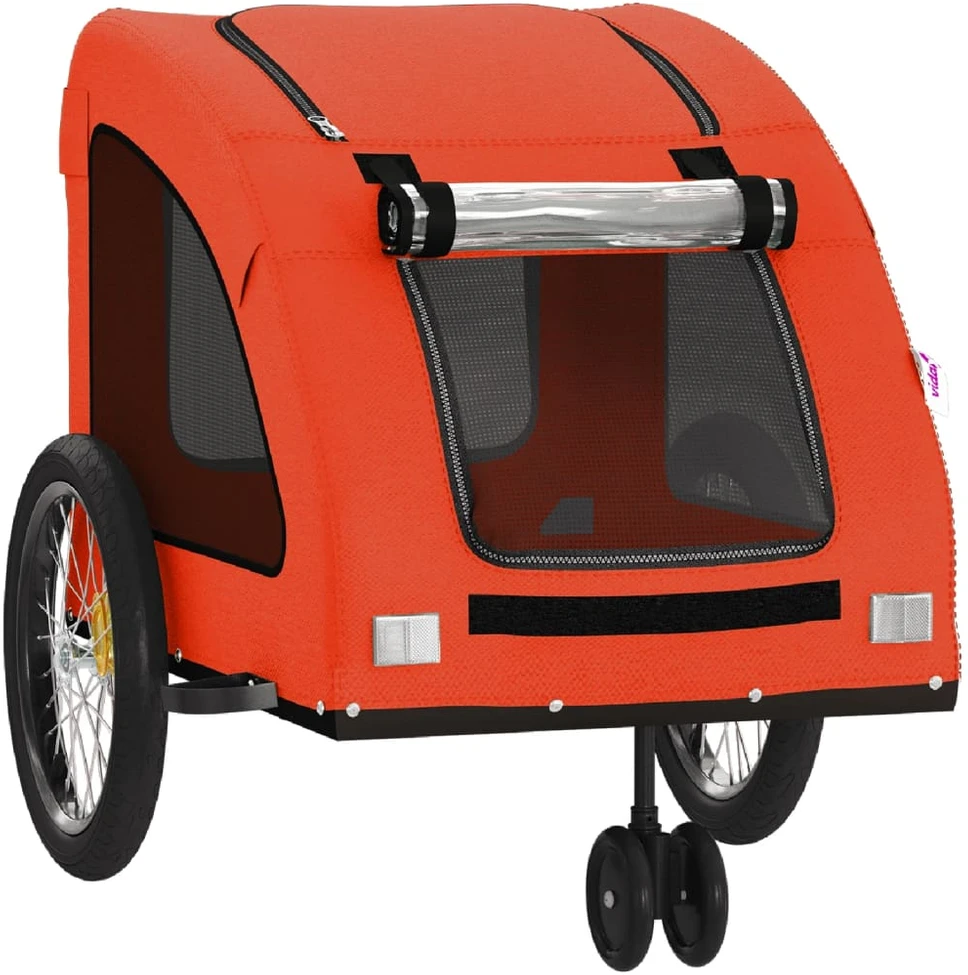 Dviračio priekaba augintiniams, oranžinė/pilka, audinys/geležis