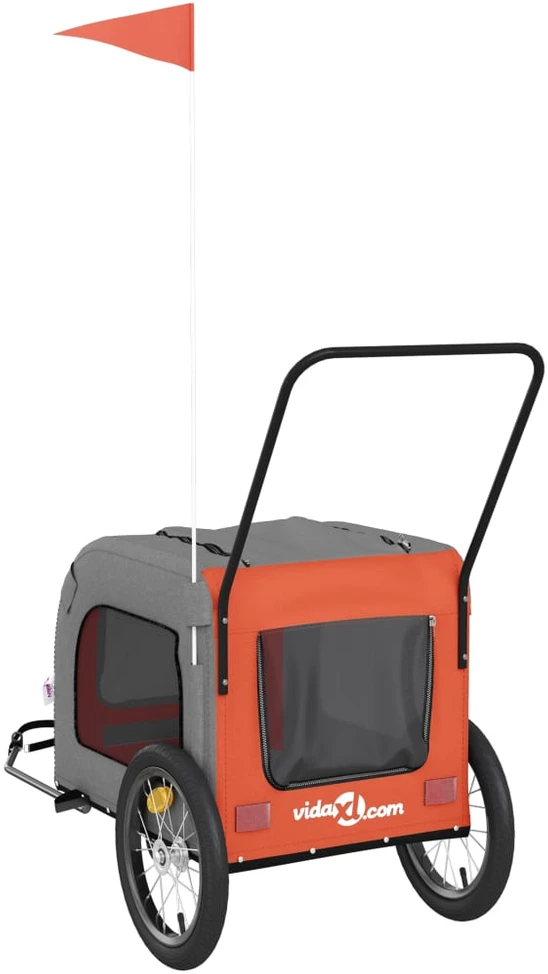 Dviračio priekaba augintiniams, oranžinė/pilka, audinys/geležis