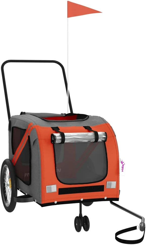 Dviračio priekaba augintiniams, oranžinė/pilka, audinys/geležis