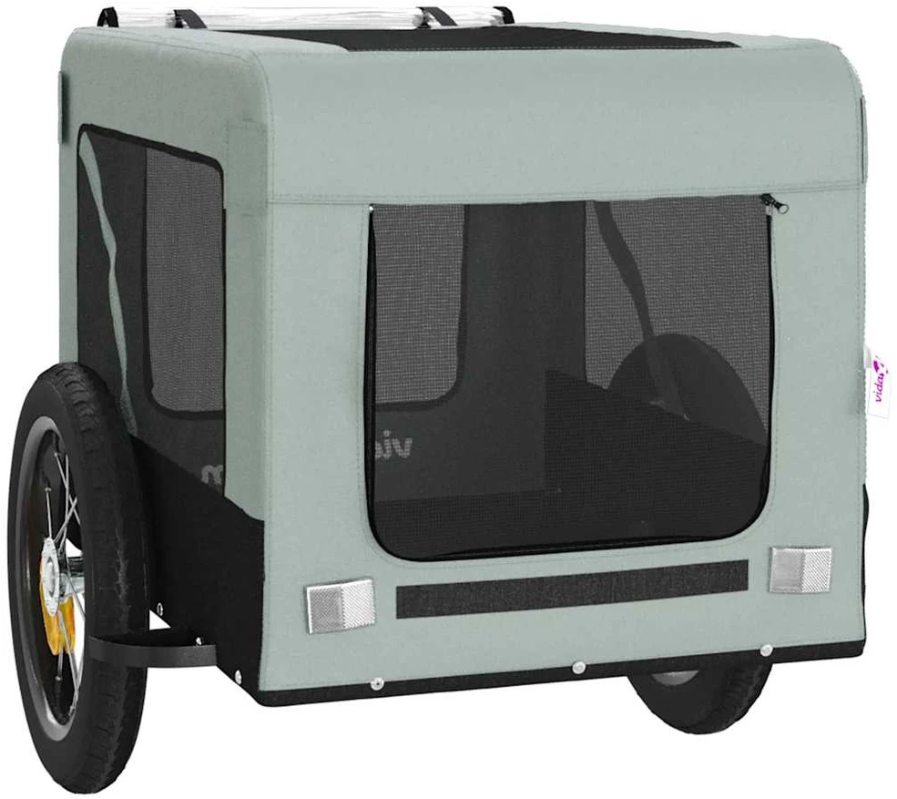 Dviračio priekaba augintiniams, pilka/juoda, audinys/geležis