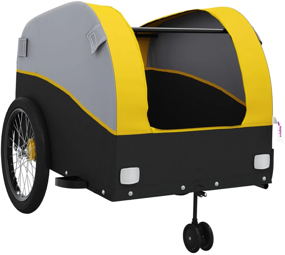 Dviračio priekaba, juodos ir geltonos spalvos, 45kg, geležis