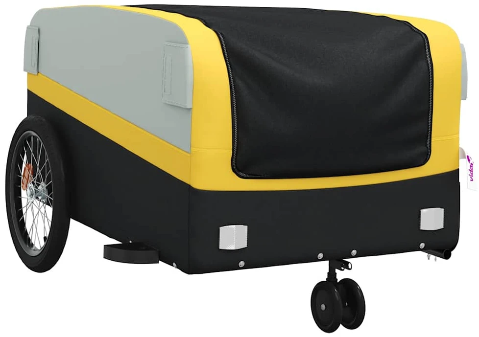 Dviračio priekaba, juodos ir geltonos spalvos, 45kg, geležis