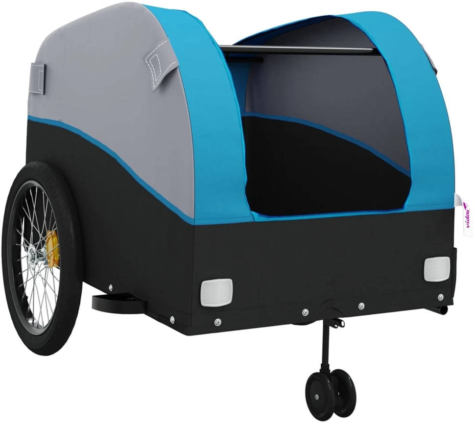 Dviračio priekaba, juodos ir mėlynos spalvos, 45kg, geležis