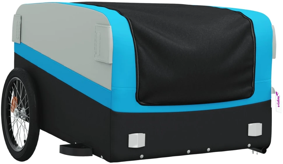 Dviračio priekaba, juodos ir mėlynos spalvos, 45kg, geležis