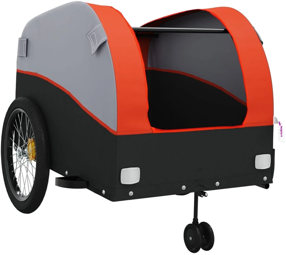 Dviračio priekaba, juodos ir oranžinės spalvos, 45kg, geležis
