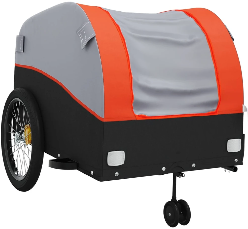 Dviračio priekaba, juodos ir oranžinės spalvos, 45kg, geležis