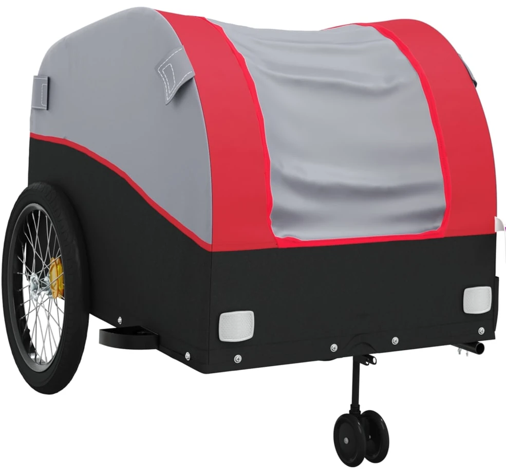 Dviračio priekaba, juodos ir raudonos spalvos, 45kg, geležis