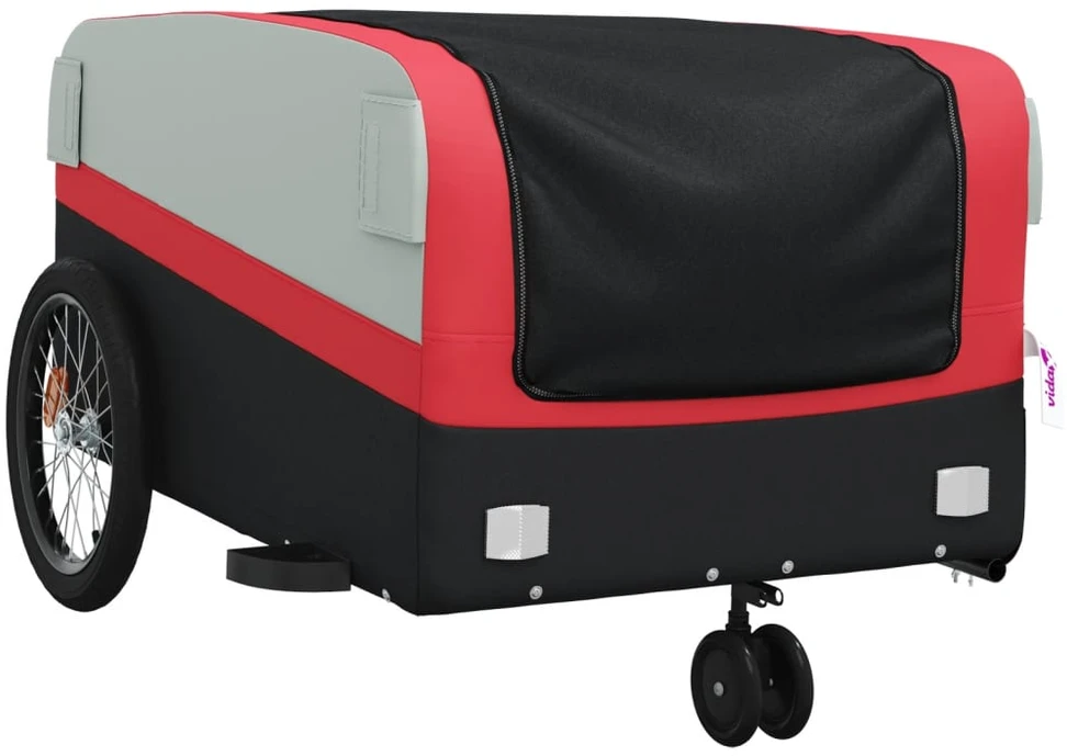 Dviračio priekaba, juodos ir raudonos spalvos, 45kg, geležis