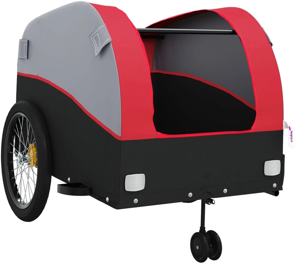 Dviračio priekaba, juodos ir raudonos spalvos, 45kg, geležis