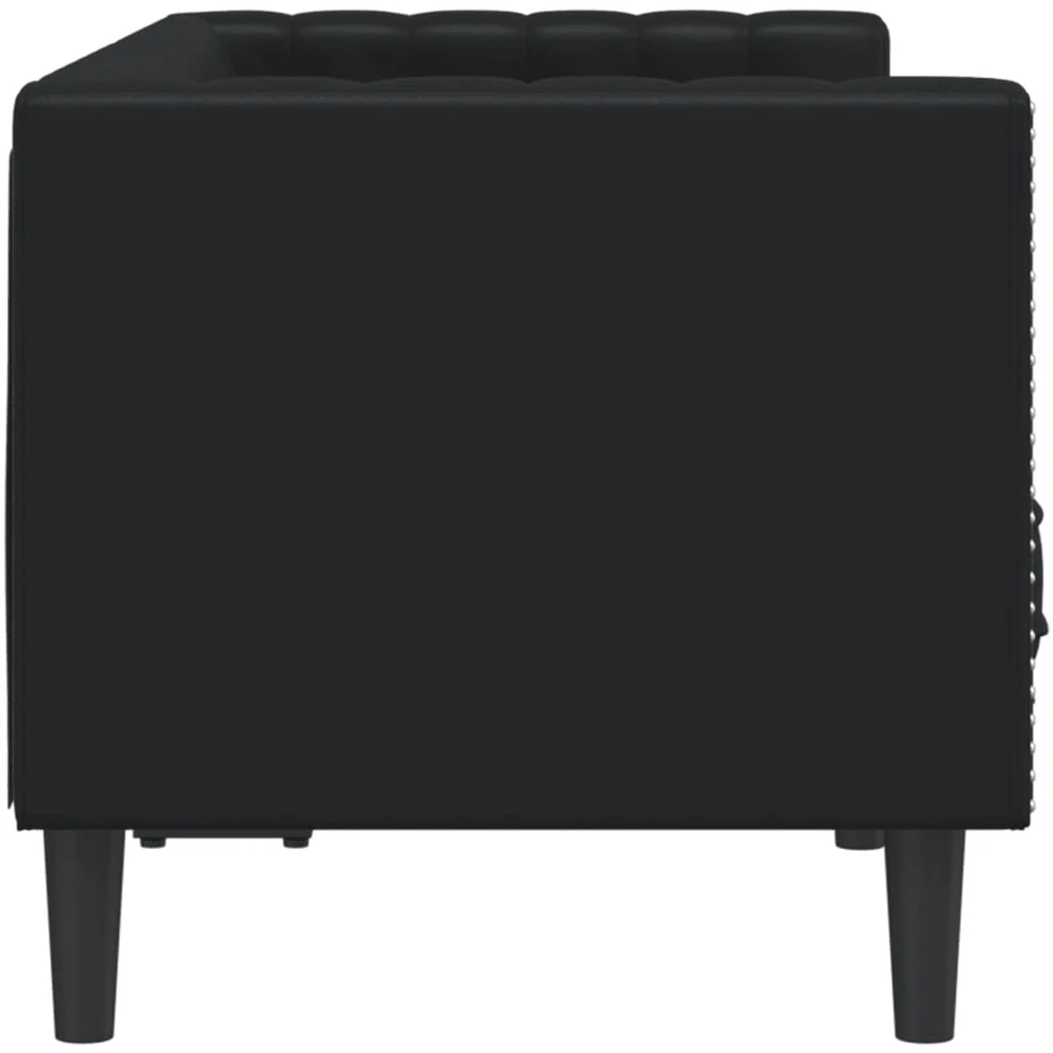 Dvivietė chesterfield sofa, juodos spalvos, dirbtinė oda