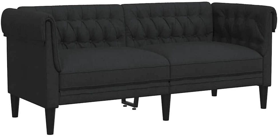 Dvivietė chesterfield sofa, juodos spalvos, audinys