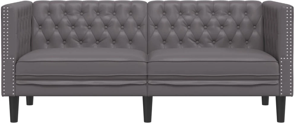 Dvivietė chesterfield sofa, pilkos spalvos, dirbtinė oda