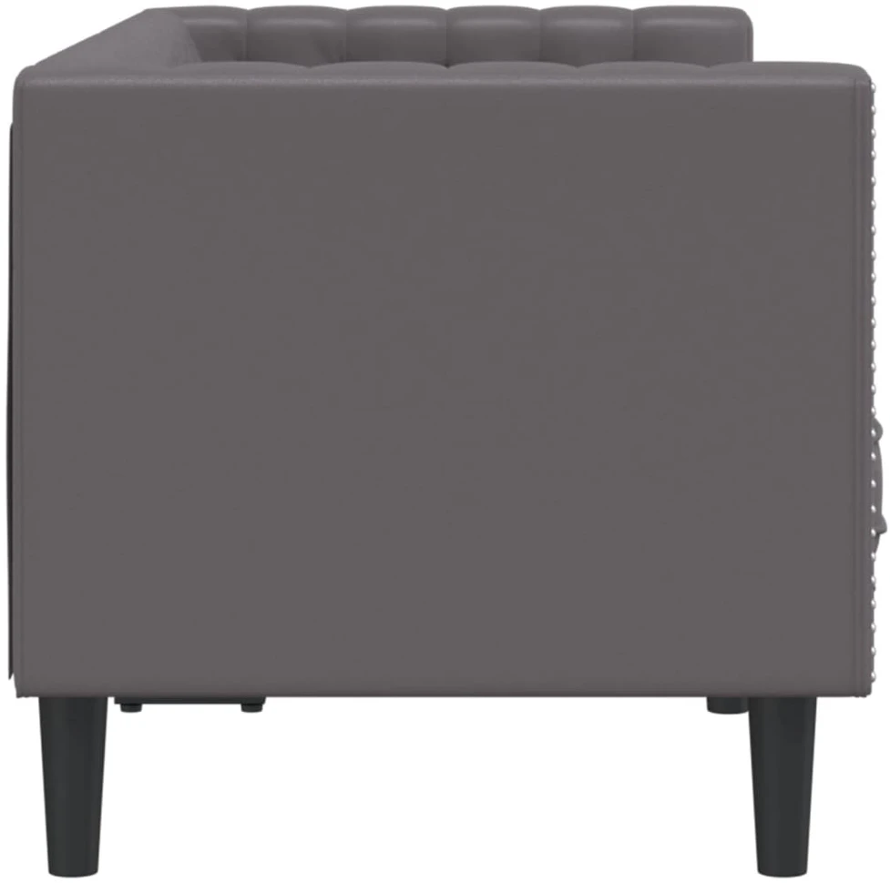 Dvivietė chesterfield sofa, pilkos spalvos, dirbtinė oda