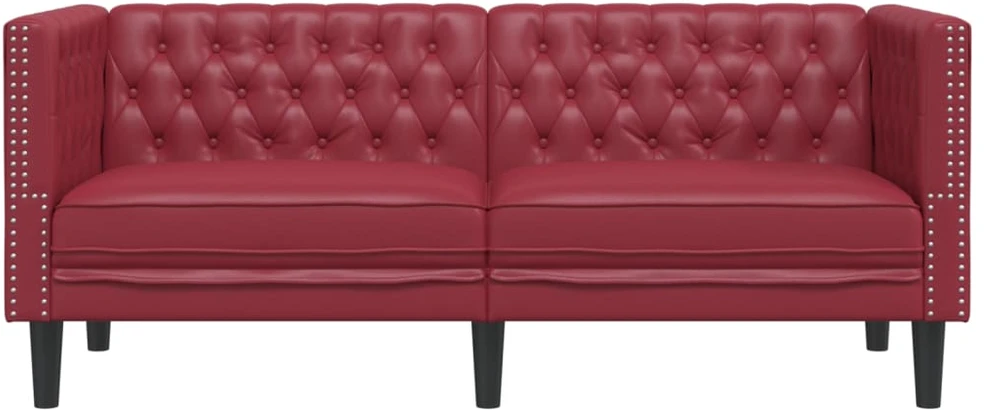 Dvivietė chesterfield sofa, raudonojo vyno sp., dirbtinė oda