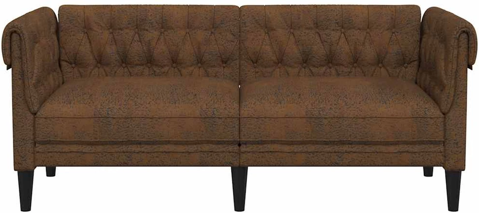 Dvivietė chesterfield sofa, rudos spalvos, audinys