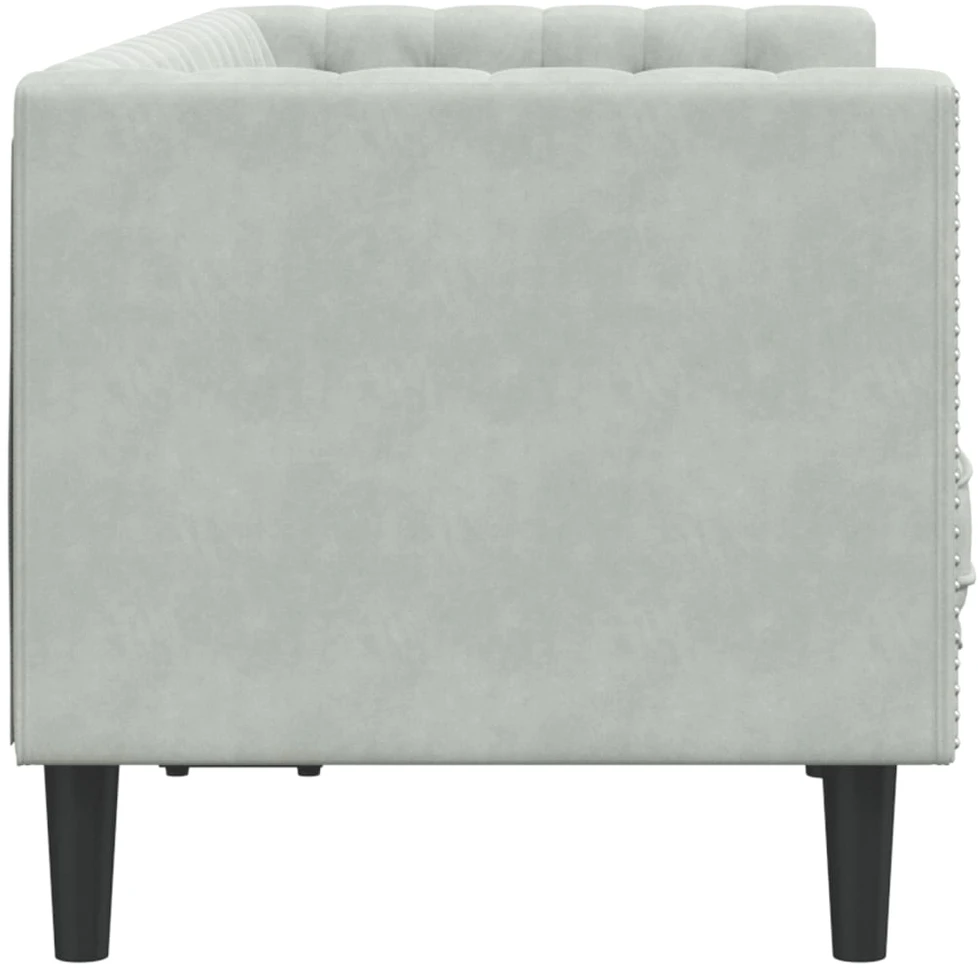 Dvivietė chesterfield sofa su pagalvėlėmis, pilka, aksomas