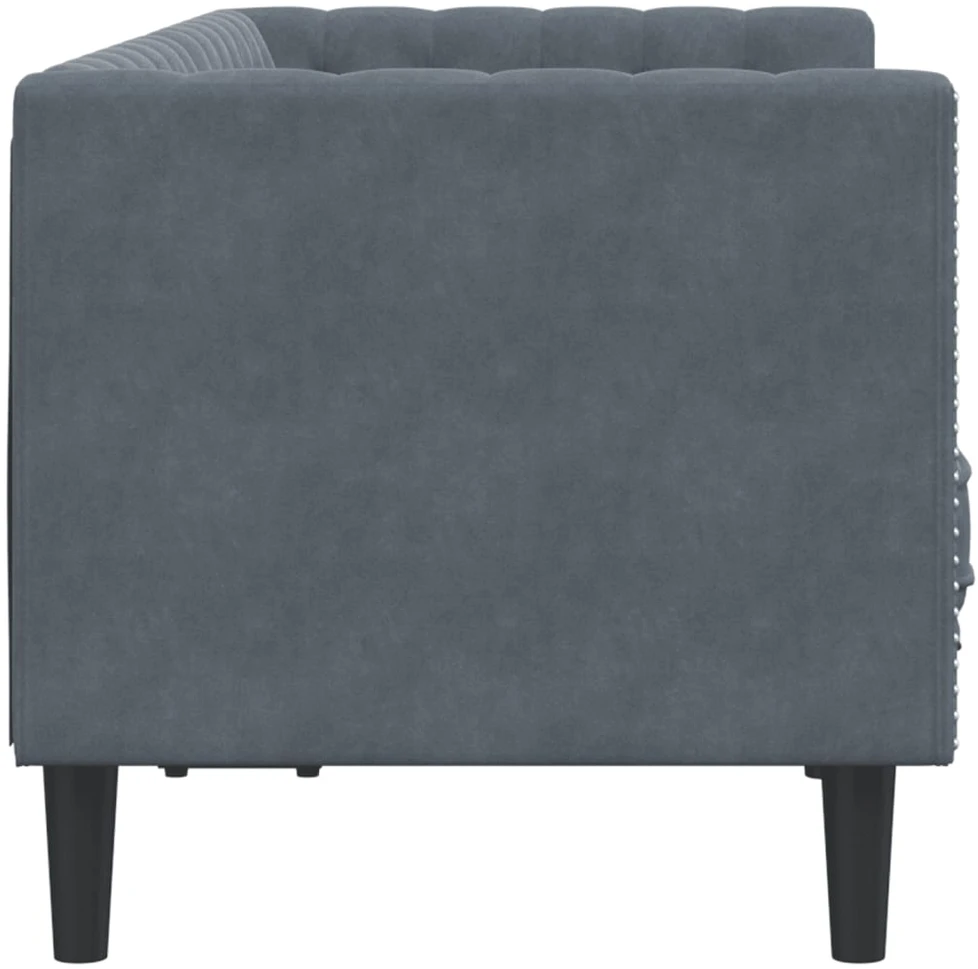 Dvivietė chesterfield sofa su pagalvėlėmis, pilka, aksomas