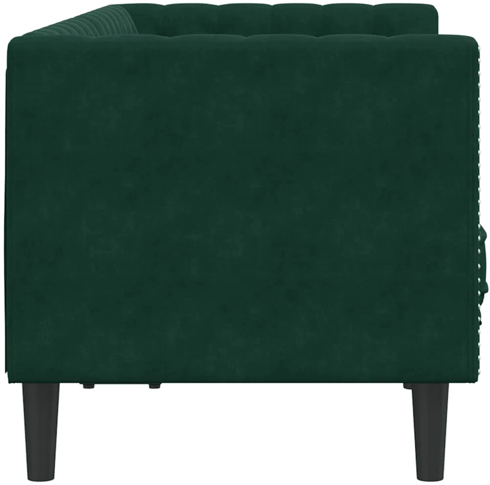 Dvivietė chesterfield sofa su pagalvėlėmis, žalia, aksomas