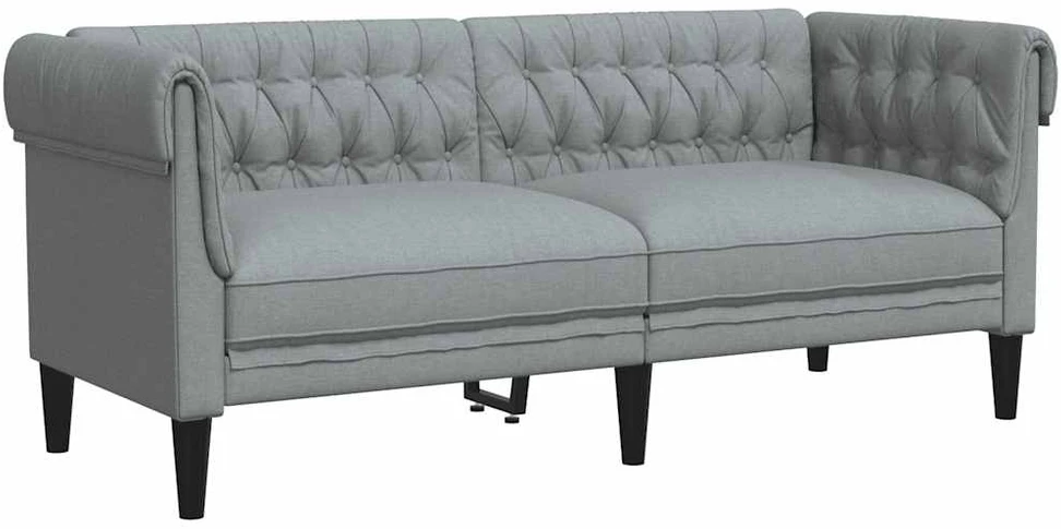 Dvivietė chesterfield sofa, šviesiai pilkos spalvos, audinys