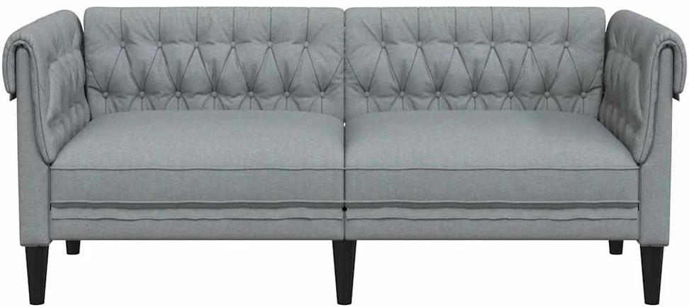 Dvivietė chesterfield sofa, šviesiai pilkos spalvos, audinys