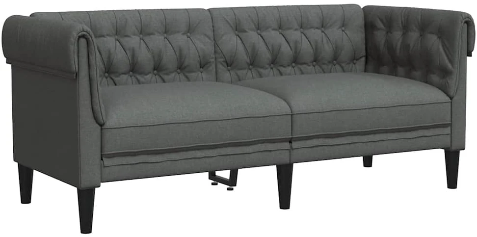 Dvivietė chesterfield sofa, tamsiai pilkos spalvos, audinys