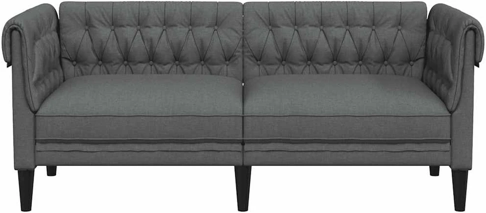 Dvivietė chesterfield sofa, tamsiai pilkos spalvos, audinys