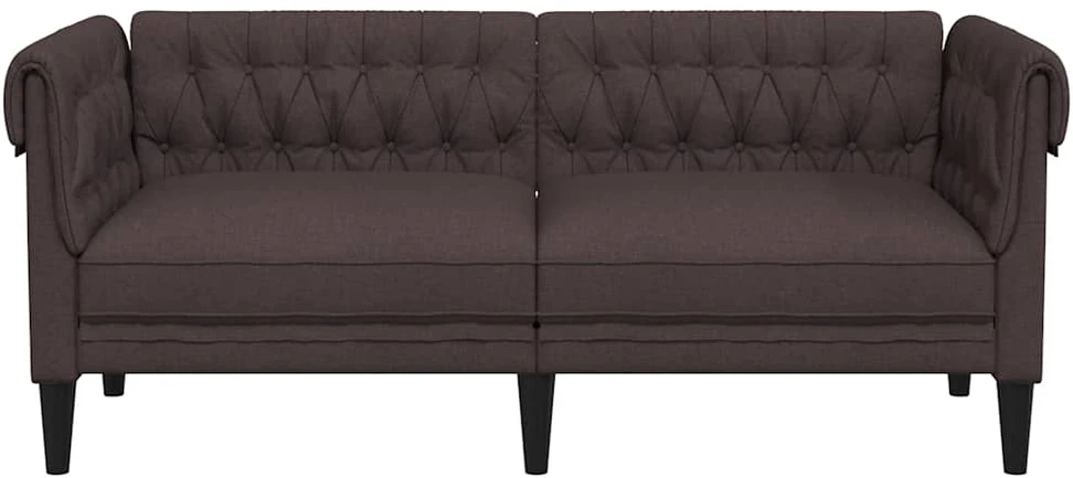 Dvivietė chesterfield sofa, tamsiai rudos spalvos, audinys