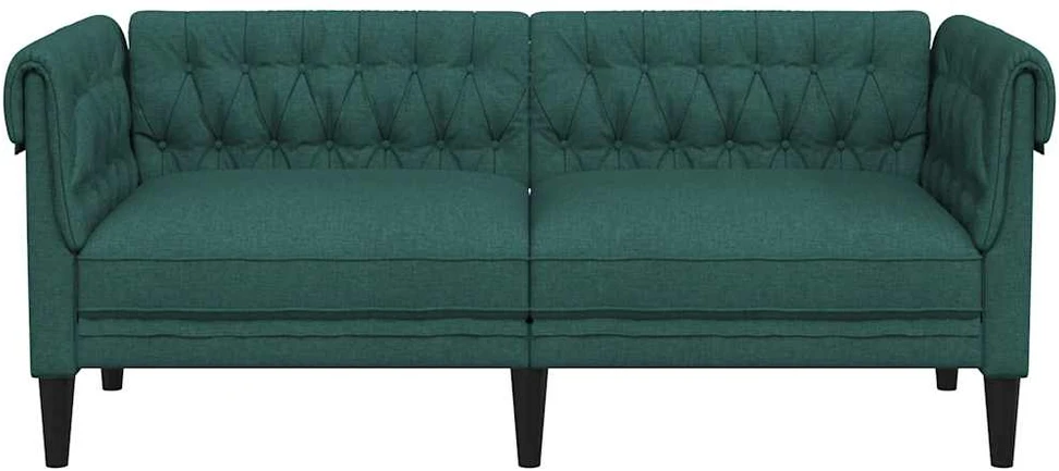 Dvivietė chesterfield sofa, tamsiai žalios spalvos, audinys
