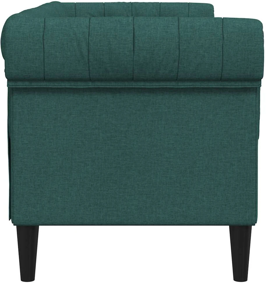 Dvivietė chesterfield sofa, tamsiai žalios spalvos, audinys