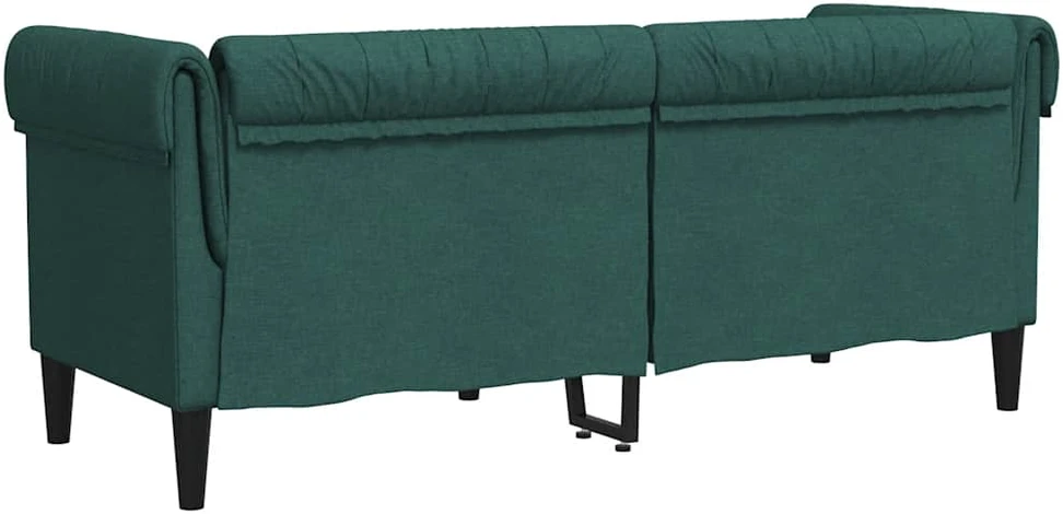 Dvivietė chesterfield sofa, tamsiai žalios spalvos, audinys