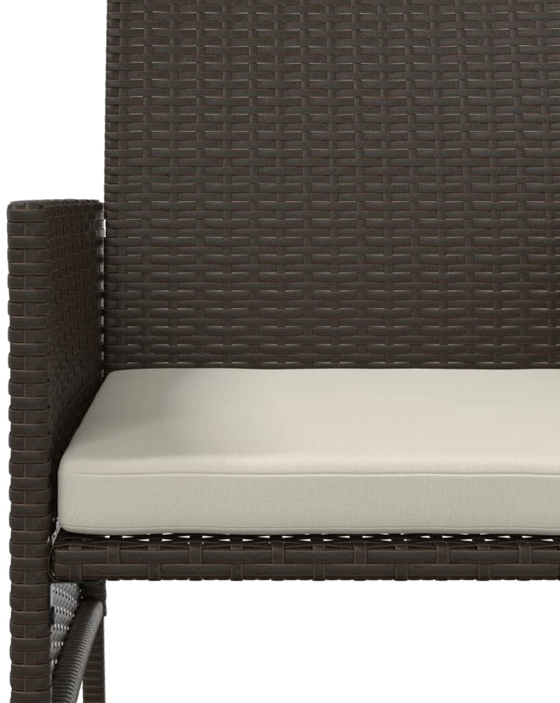Dvivietė sodo sofa su arbatiniu staliuku, ruda, poliratanas