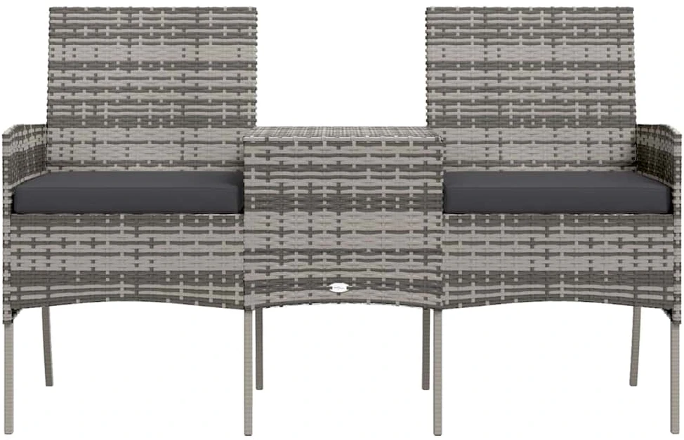 Lauko baldų komplektas Dvivietė sodo sofa su arbatos staliuku, antracito, poliratanas