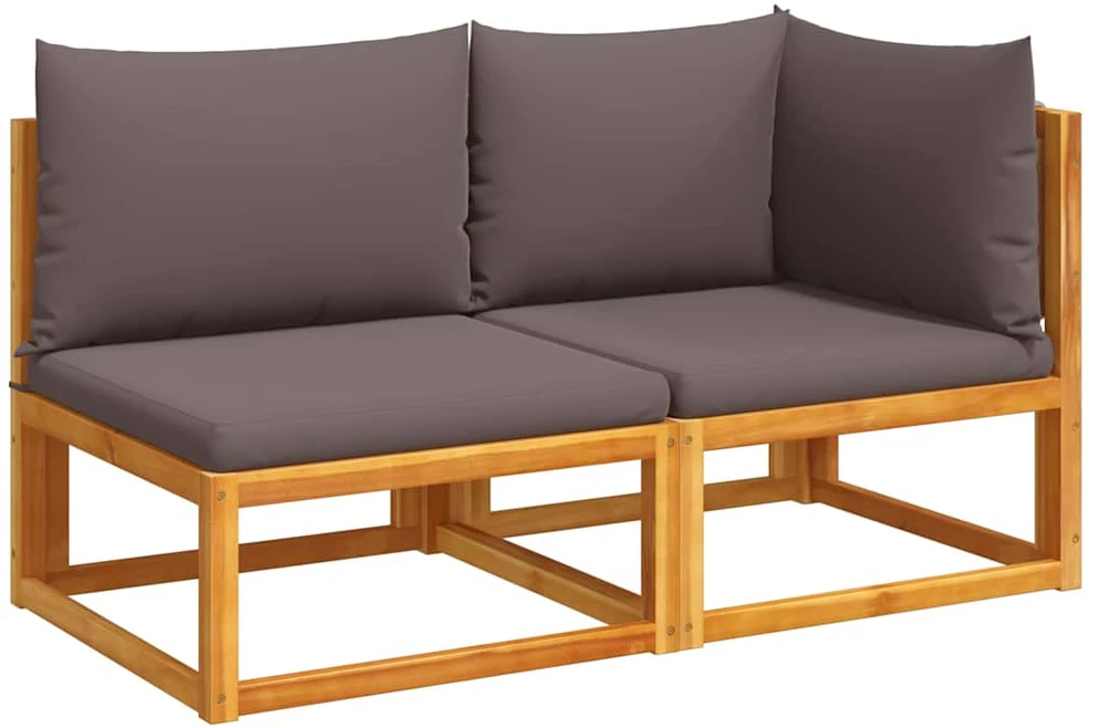 Dvivietė sodo sofa su pagalvėlėmis, akacijos medienos masyvas