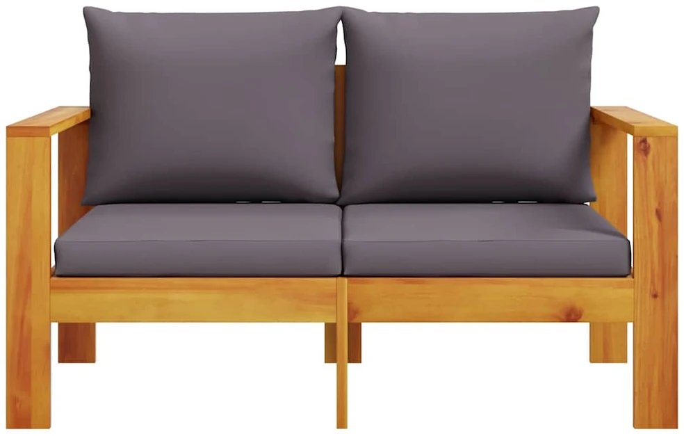 Dvivietė sodo sofa su pagalvėlėmis, akacijos medienos masyvas